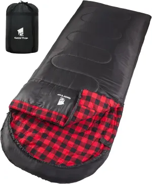 GEERTOP Portable Sleeping Bag Flannel for Adults Big and Tall Lightweight Waterproof Warm 3-4 Season Backpacking Sleeping Bag for Camping Hiking Mountaineering
