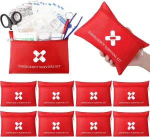 Geiserailie 10 Bags Small First Aid Kit Mini Travel Size Emergency Kit Bulk Self Care Package Supplies for Homeless Travel Sports Hiking Outdoor Backpack Essentials,10 Individual Bags of 91 Items Each
