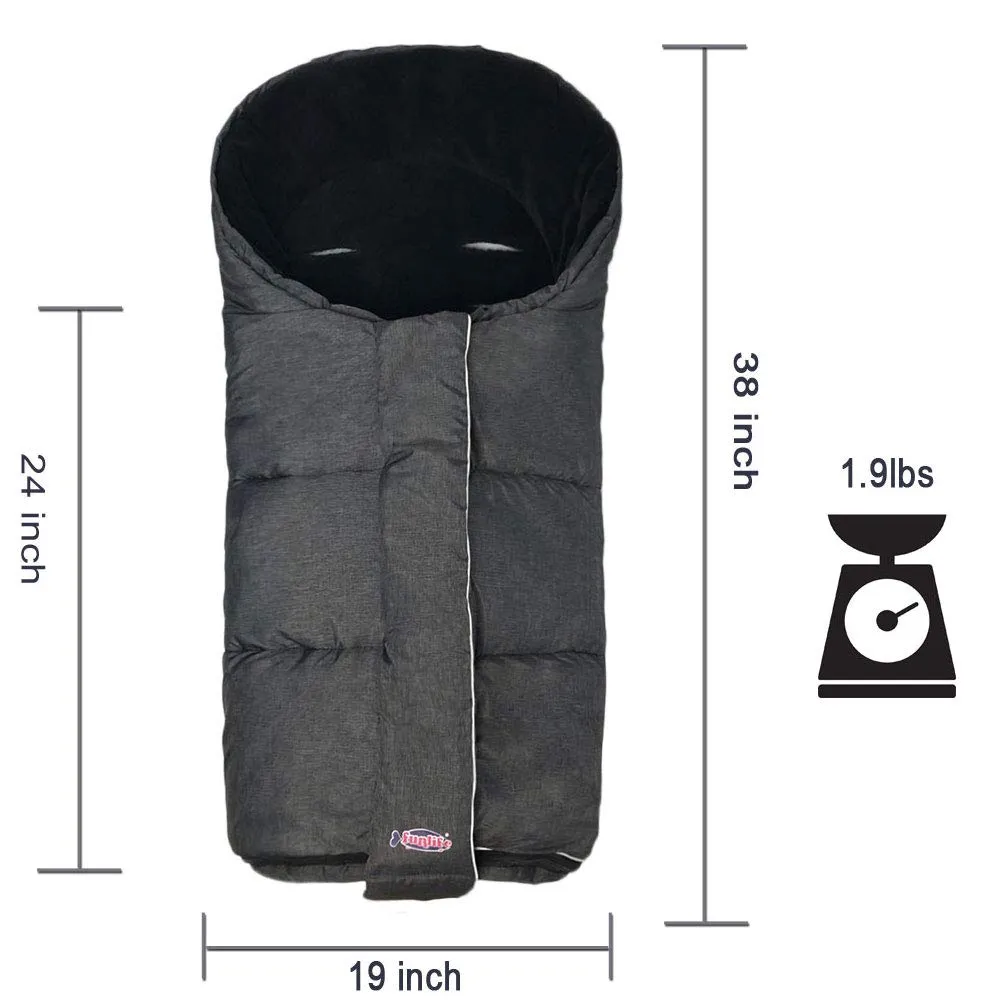 German Designed Winter Tour Waterproof Stroller Footmuff,Width Adjustable Design Fits Baby Grows Stroller Bunting Bag Toddler 6-36M,Black