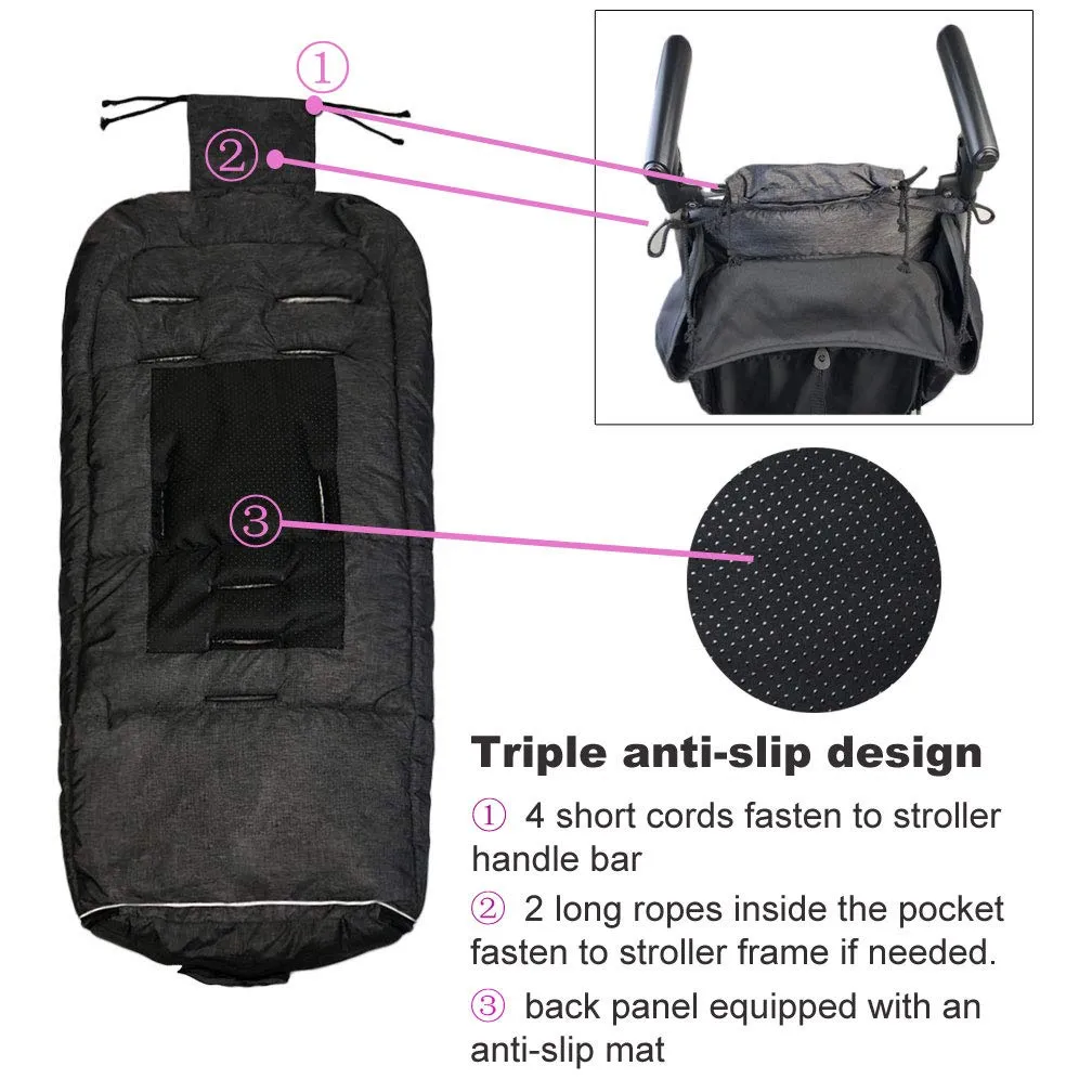 German Designed Winter Tour Waterproof Stroller Footmuff,Width Adjustable Design Fits Baby Grows Stroller Bunting Bag Toddler 6-36M,Black