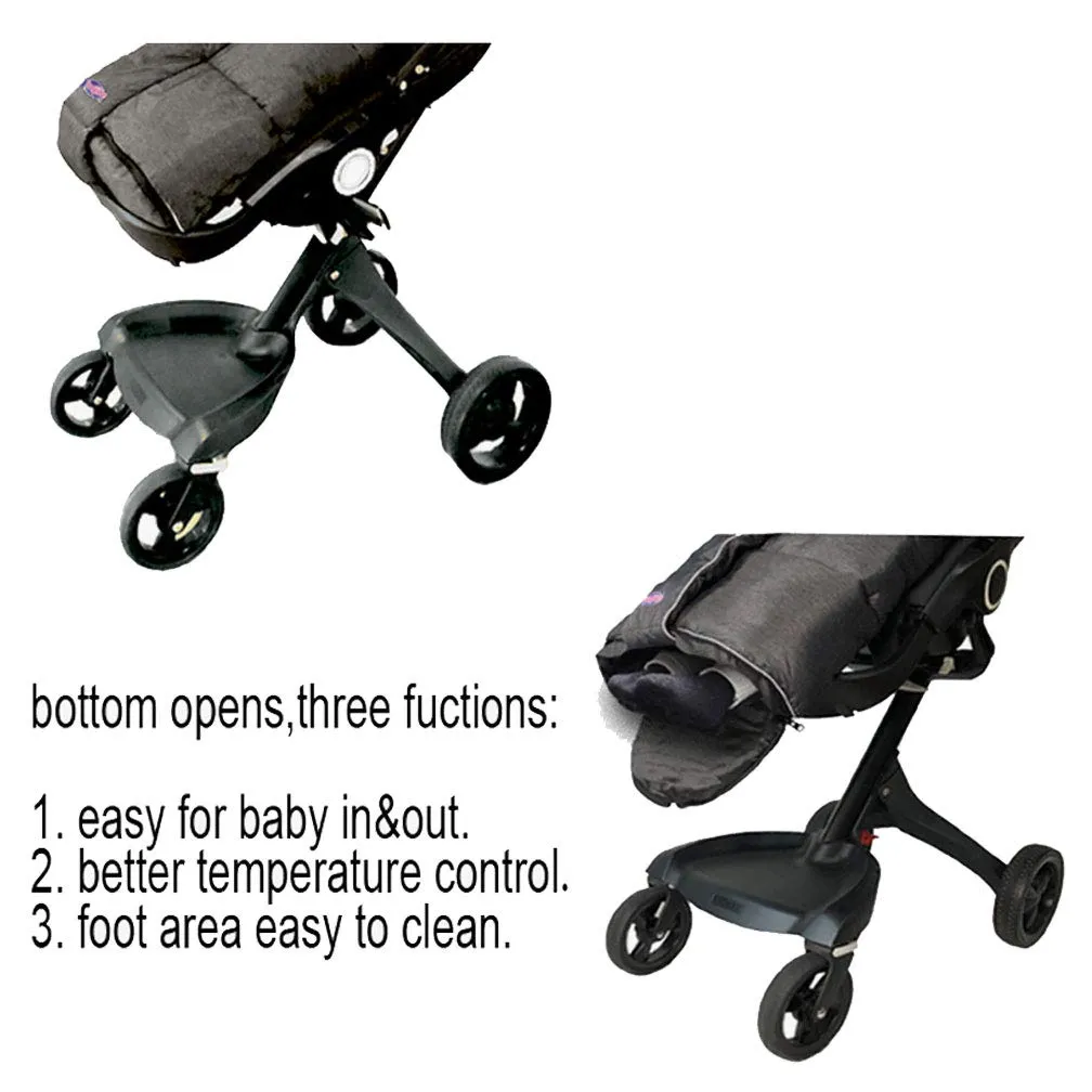German Designed Winter Tour Waterproof Stroller Footmuff,Width Adjustable Design Fits Baby Grows Stroller Bunting Bag Toddler 6-36M,Black