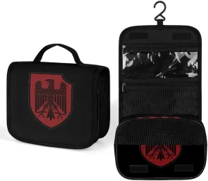 German Knight Heraldic Shield Travel Toiletry Bag Full Print Wash Makeup Bag Portable Cosmetic Organizer with Hook Handbag