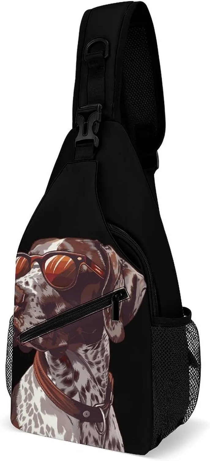 German Shorthaired Pointer Dog Cool Crossbody Sling Bags Shoulder Backpack Chest DayPack Handbag