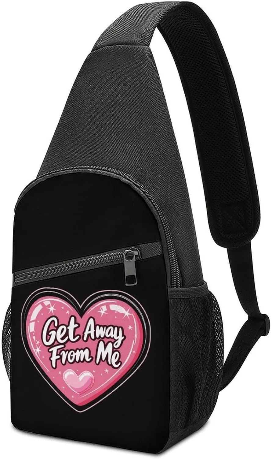Get Away from Me Chest Bag for Men Small Sling Backpack Crossbody Sling Bags for Outdoors Hiking Traveling