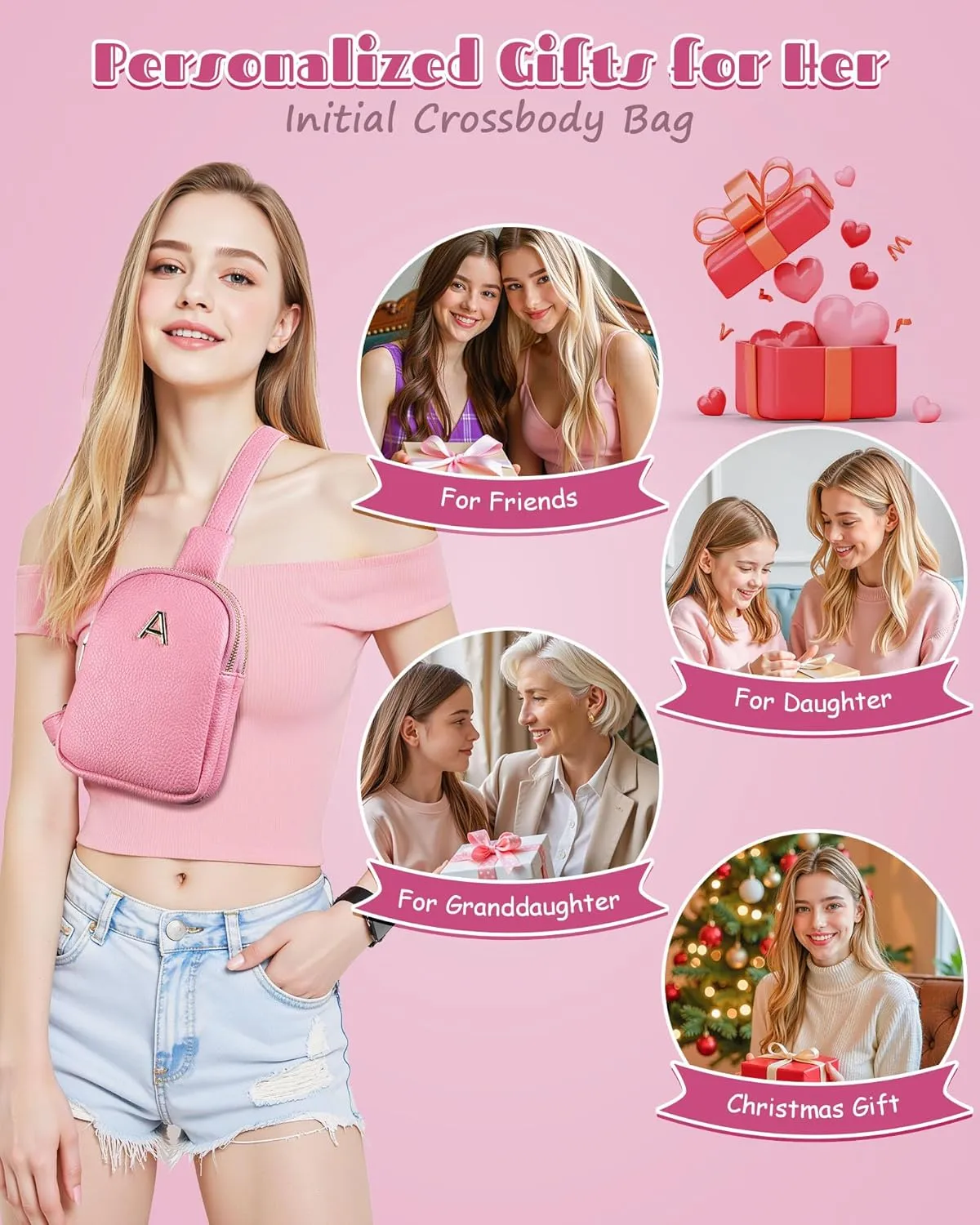 Gifts for 8 9 10 11 12 13 14 15 16 Year Old Girls, Initial Girls Crossbody Bag, Graduation Gifts for 5th 8th Grade, Birthday Gifts for Daughter Granddaughter, Tween Teen Girls Trendy Stuff