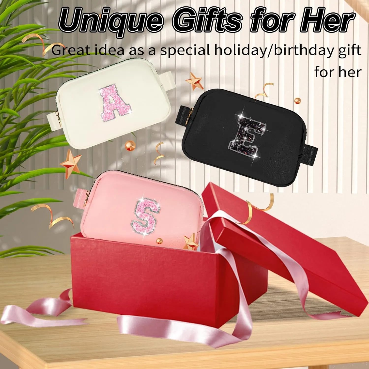 Gifts for Girls Teens Kids - Birthday Gifts for Daughter Sister Her,Teen Girl Essentials,Travel Essentials,Cute Teen Trendy Stuff Waist Packs Belt Bag Crossbody Bag | Cream,Initial S