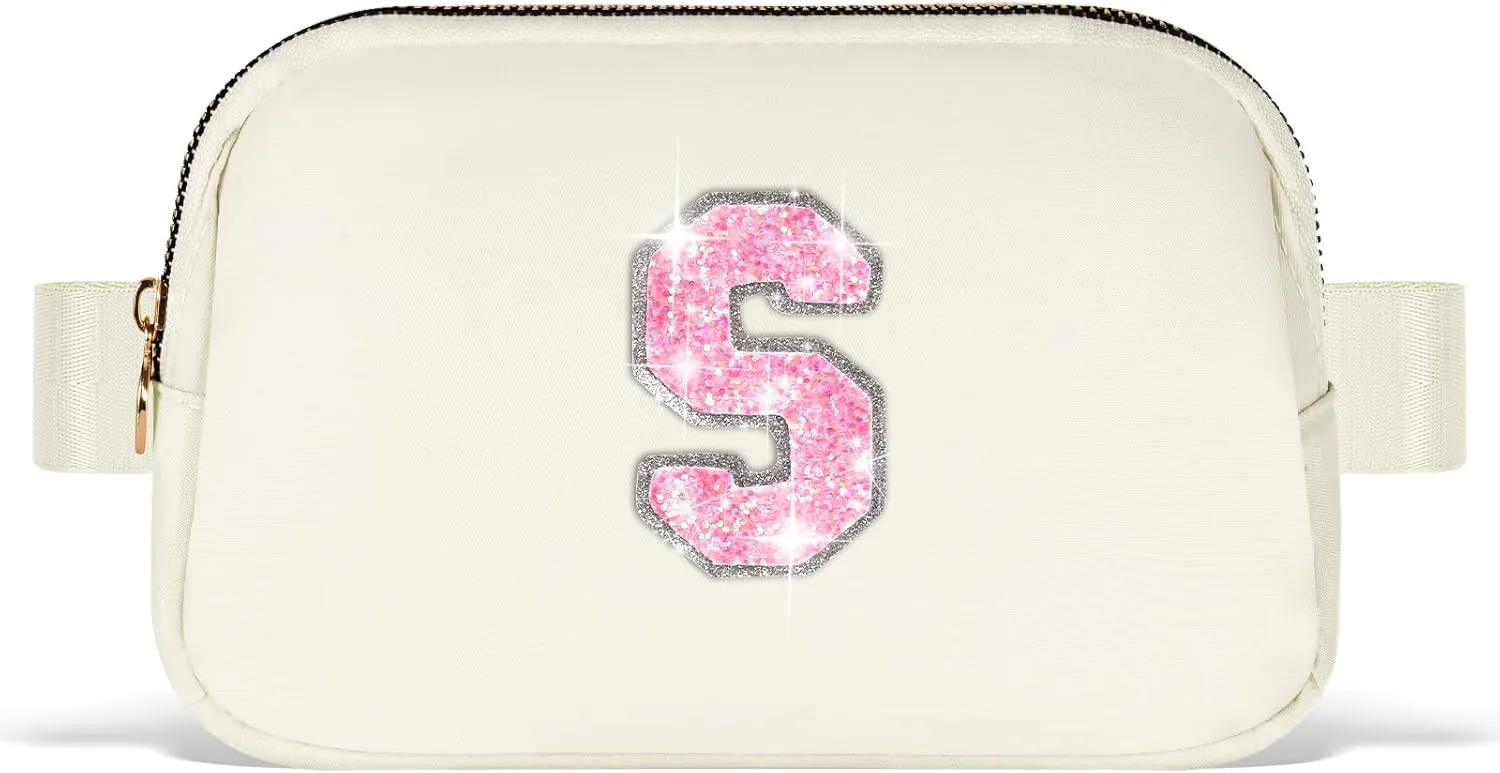 Gifts for Girls Teens Kids - Birthday Gifts for Daughter Sister Her,Teen Girl Essentials,Travel Essentials,Cute Teen Trendy Stuff Waist Packs Belt Bag Crossbody Bag | Cream,Initial S