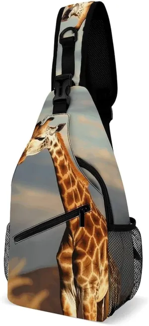 Giraffe Animals Of Africa Crossbody Bags Mini Sling Bag Fanny Chest Bag Travel Daypack Sling Backpack for Men Women