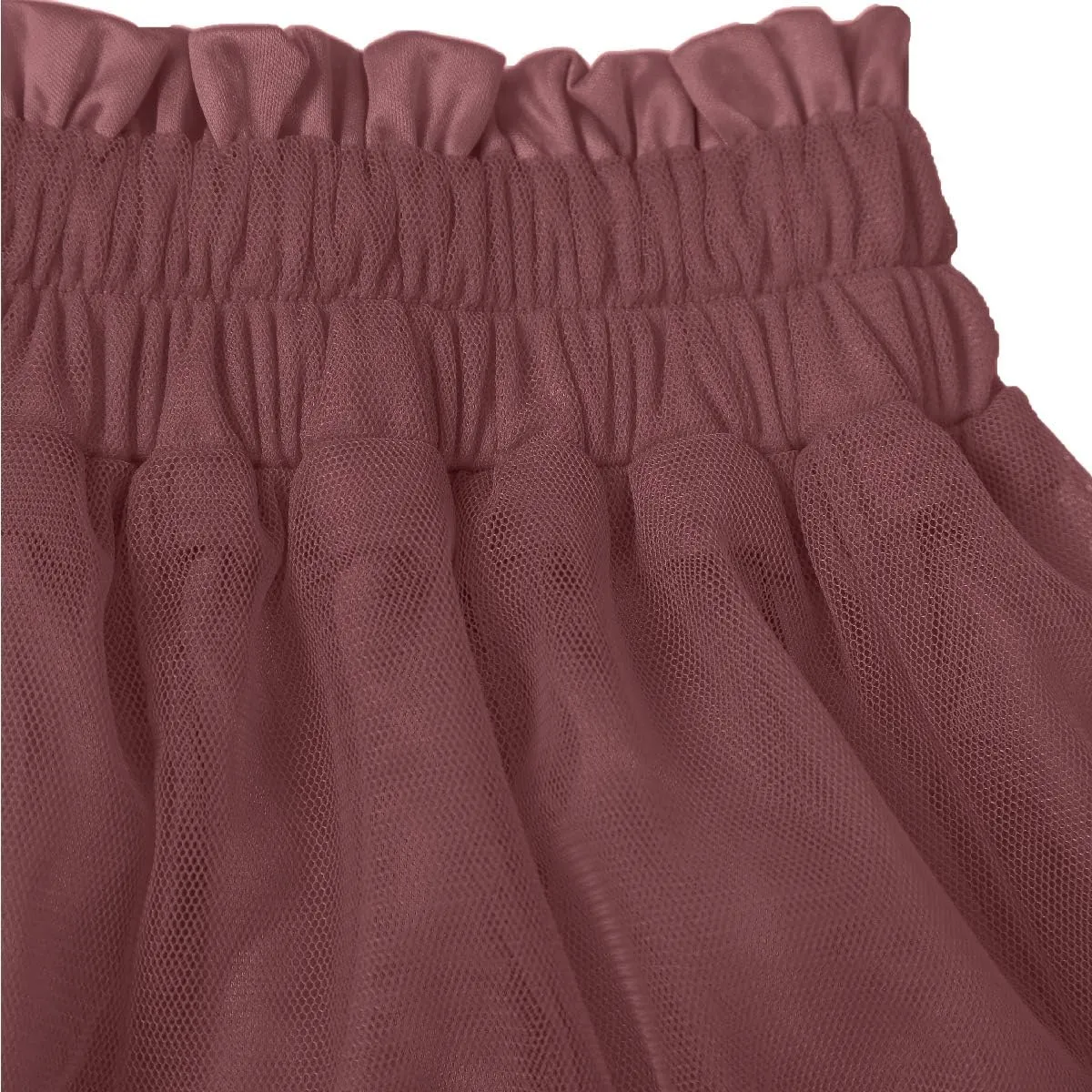 Girstunm Women's Elastic Waist Dancing Dress Princess Mesh Tulle Above Knee Skirts