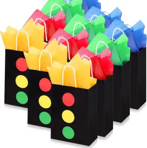 Glenmal 16 Pack Racing Car Gift Bags with Tissue Paper Bulk 8.3 x 5.9 x 3.1 Party Favor Bags with Handles Party Gift Goody Treat Candy Boxes for Racing Car Party Favors(Traffic Lights)