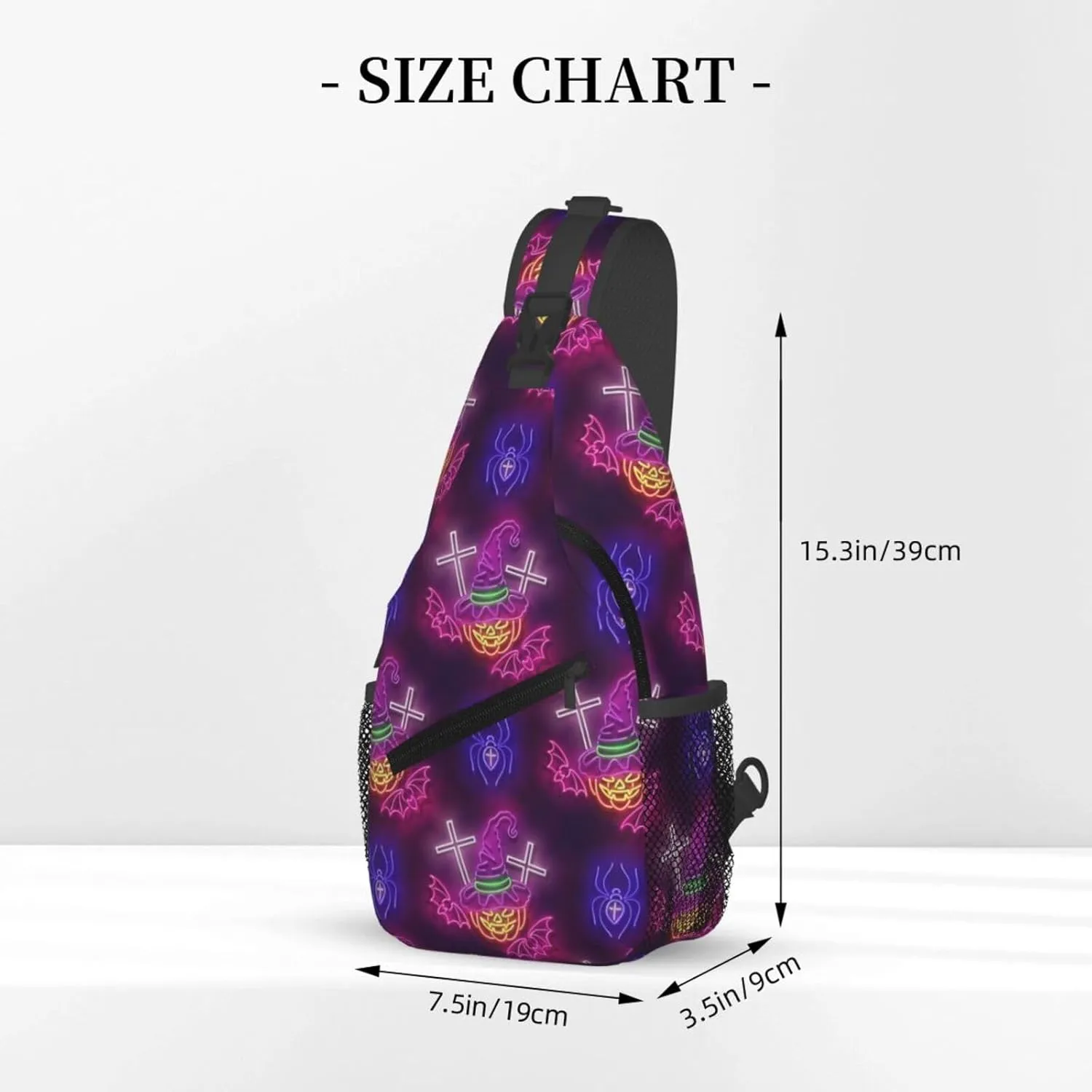 Glow Witch Hat Pumpkin Crosses Bats Spiders Halloween Cross Chest Bag Diagonally Crossbody Bag Travel Shoulder Daypack Lightweight Sling Backpack Cycling Daypacks Fitness Chest Backpacks