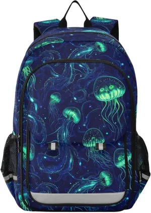 Glowing Jellyfish Ocean Backpack for Boys Girls Elementary School Bag Kids Bookbag Travel Rucksack With Reflective Stripes