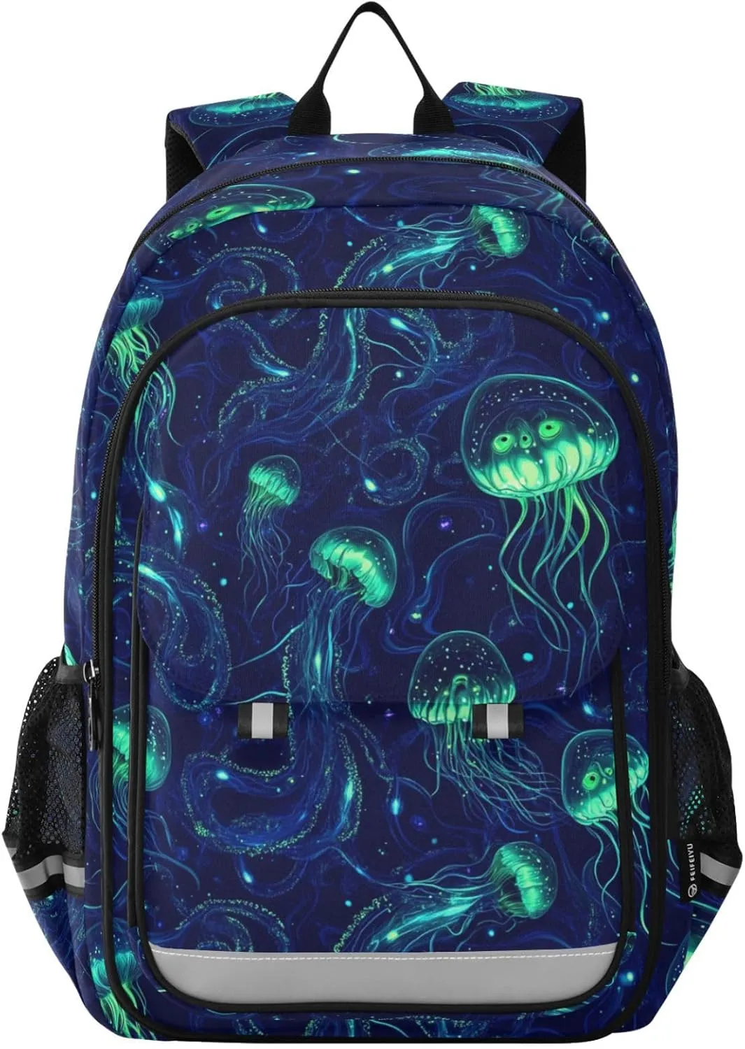 Glowing Jellyfish Ocean Backpack for Boys Girls Elementary School Bag Kids Bookbag Travel Rucksack With Reflective Stripes