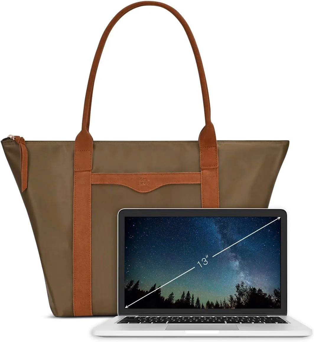 GM LIKKIE Nylon Tote Bags for Women, Shoulder Hobo Purse with genuine leather handle, Weekend Travel Handbag