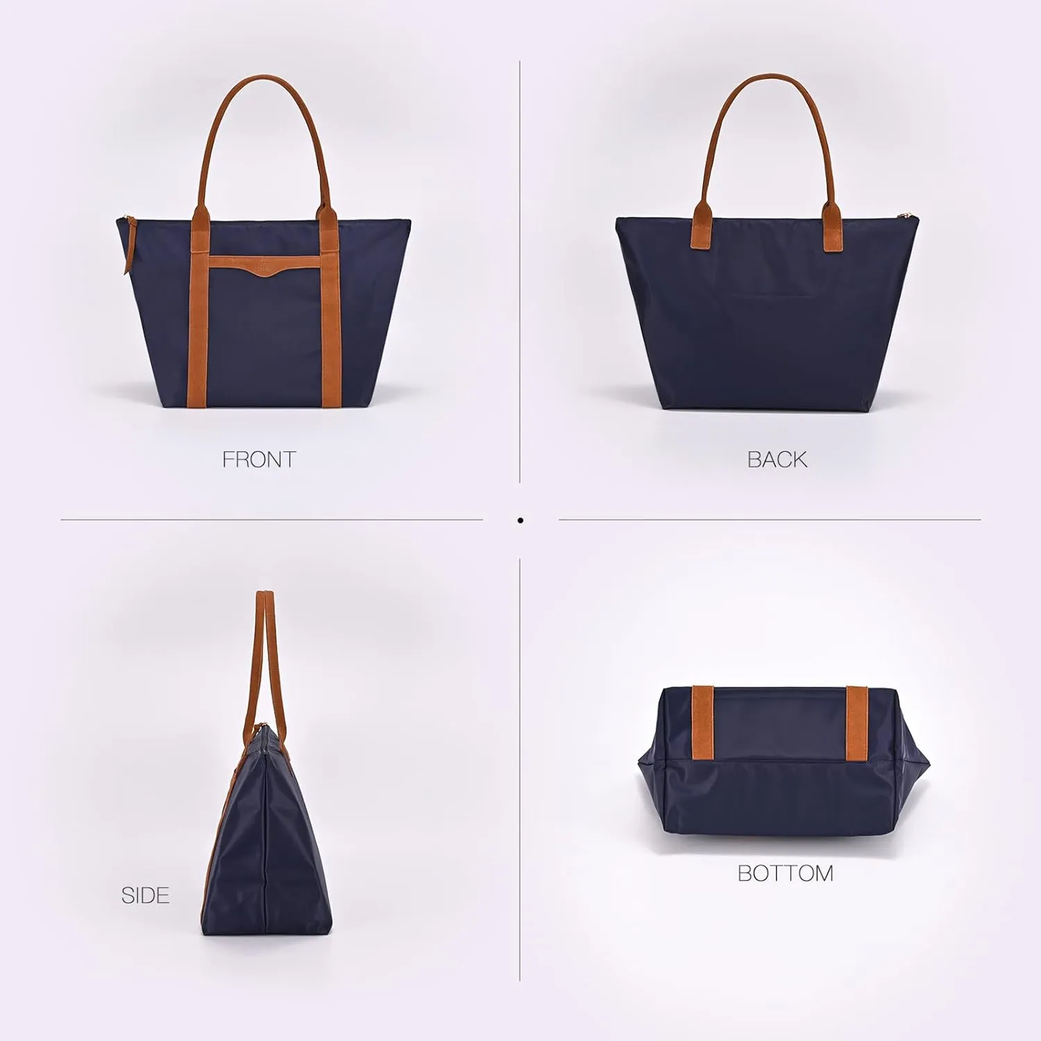 GM LIKKIE Nylon Tote Bags for Women, Shoulder Hobo Purse with genuine leather handle, Weekend Travel Handbag