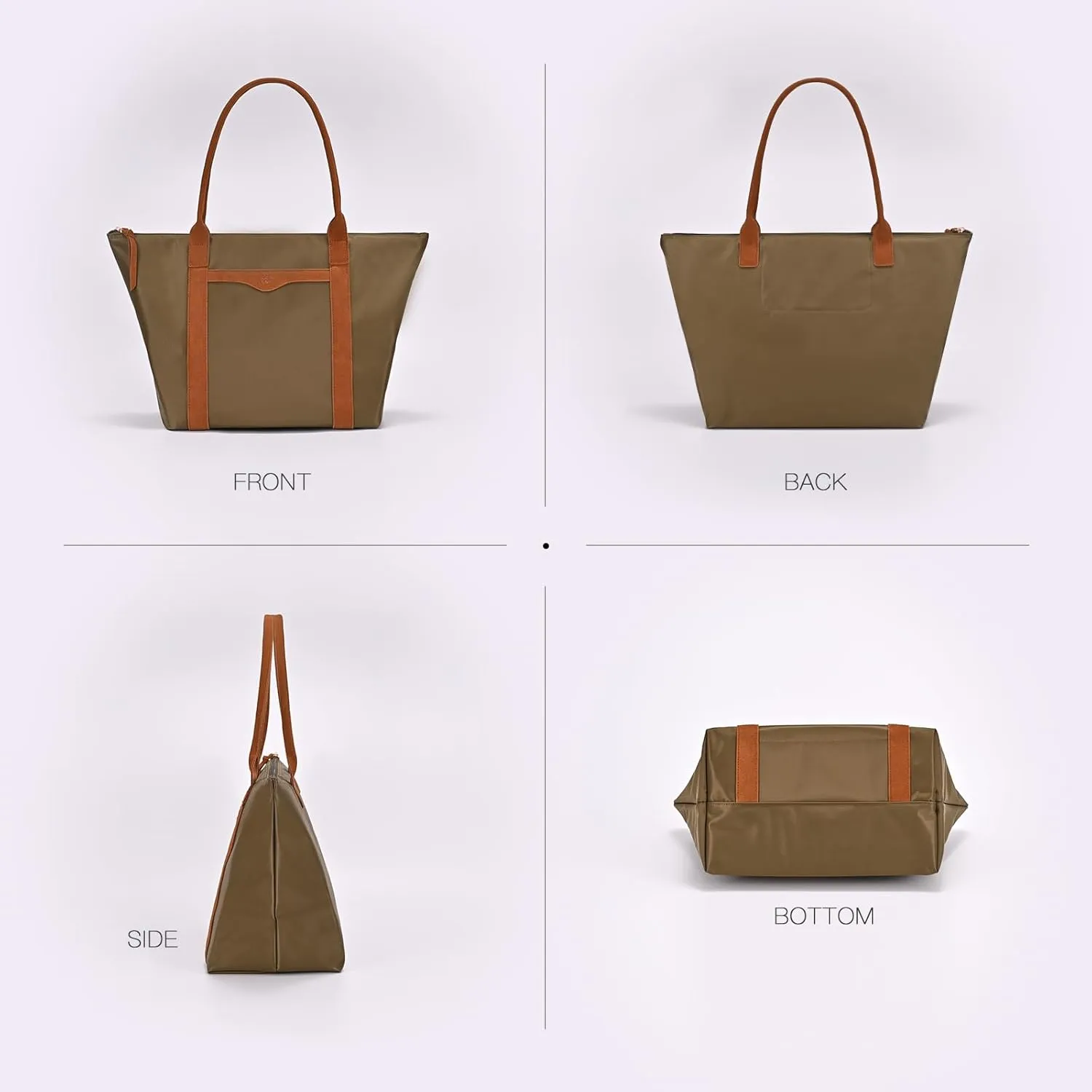 GM LIKKIE Nylon Tote Bags for Women, Shoulder Hobo Purse with genuine leather handle, Weekend Travel Handbag