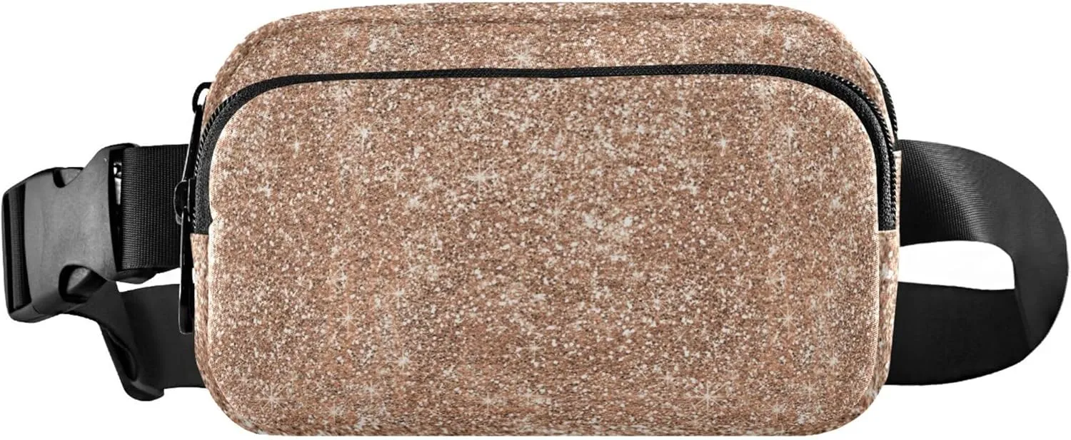 Golden Glitter Women Fanny Packs Belt Bag Hip Pouch Waterproof Trendy Waist Bag for Women