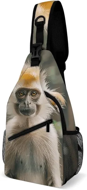 Golden Haired Monkey Crossbody Sling Bag for Men Hiking Backpack Travel Chest Bag Man Purse Shoulder Bags Daypack