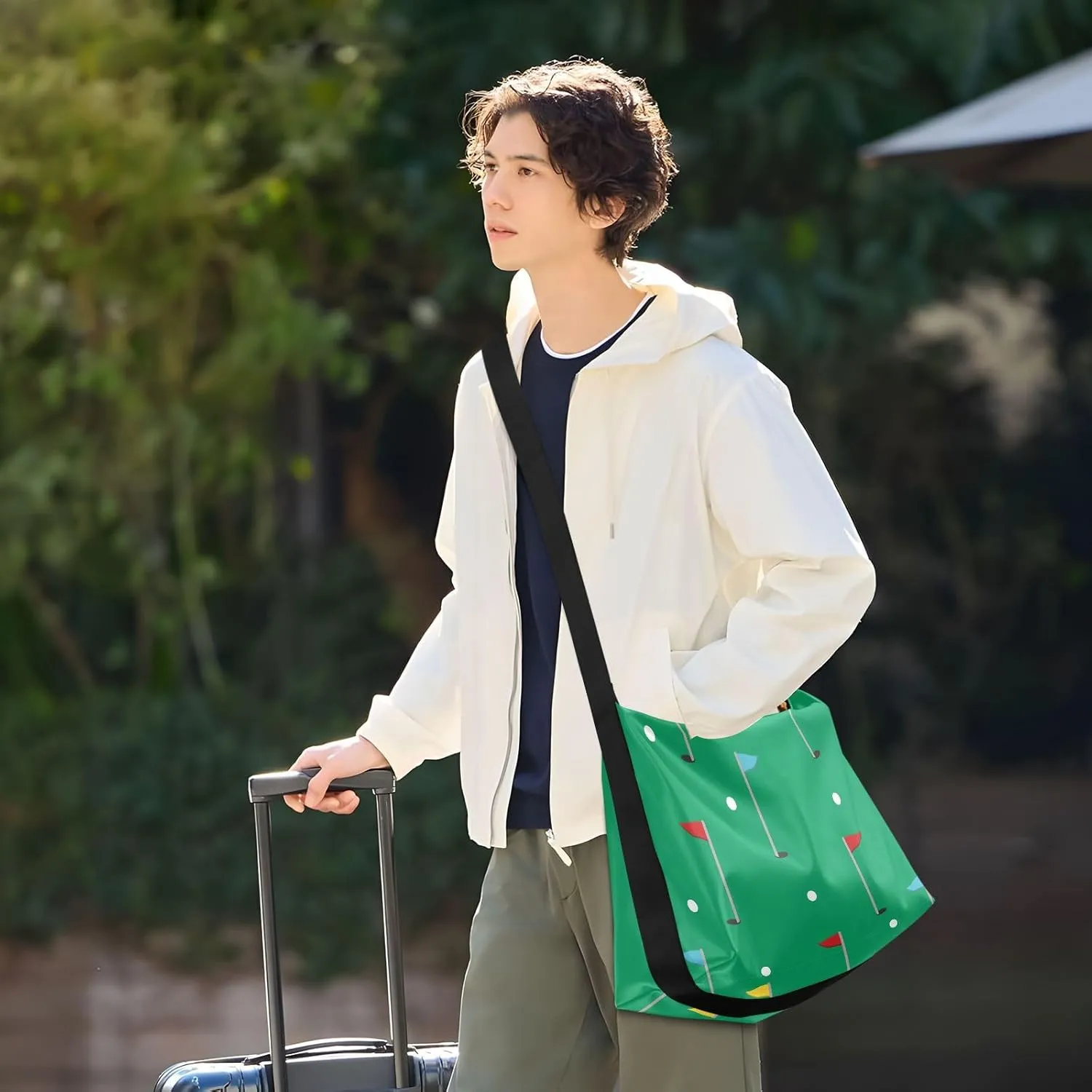 Golf Hobo Shoulder Bag for Women Men PU Leather Crossbody Bag Slouchy Tote Handbags