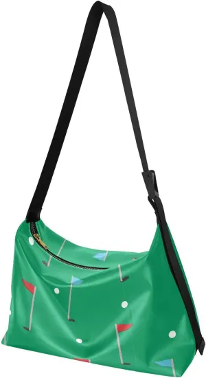 Golf Hobo Shoulder Bag for Women Men PU Leather Crossbody Bag Slouchy Tote Handbags