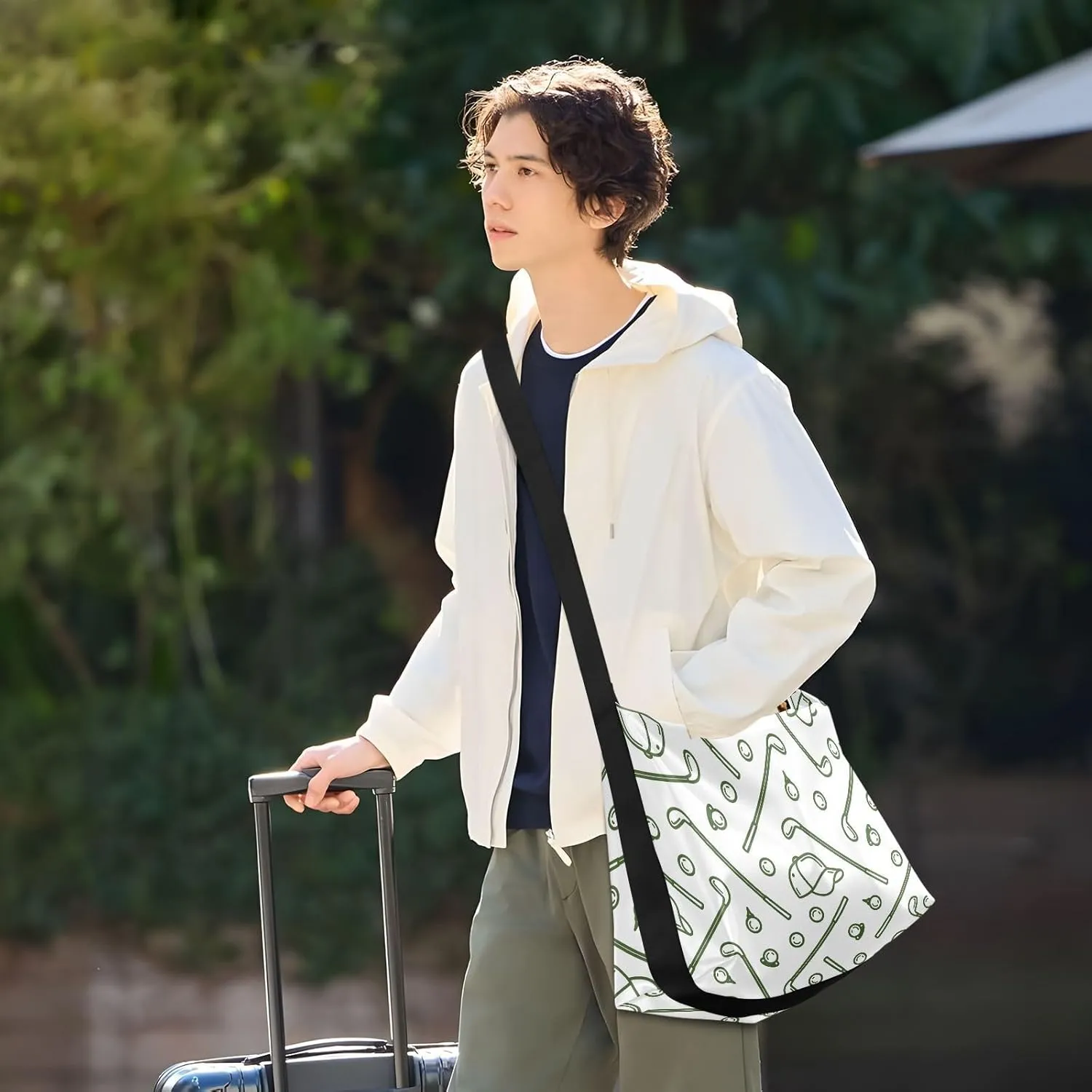 Golf Hobo Shoulder Bag for Women Men PU Leather Crossbody Bag Slouchy Tote Handbags