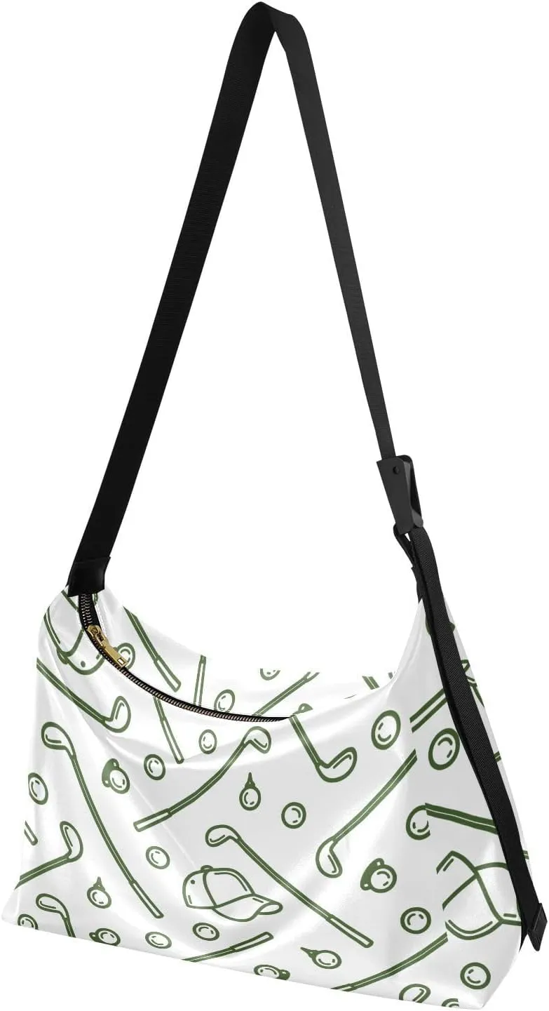 Golf Hobo Shoulder Bag for Women Men PU Leather Crossbody Bag Slouchy Tote Handbags