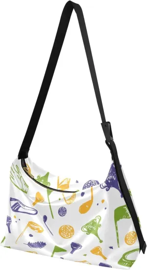 Golf Hobo Shoulder Bag for Women Men PU Leather Crossbody Bag Slouchy Tote Handbags