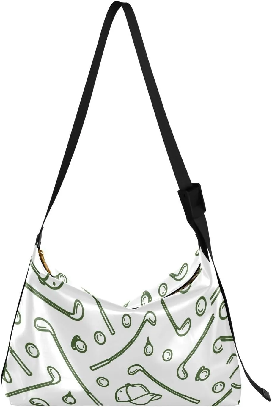 Golf Hobo Shoulder Bag for Women Men PU Leather Crossbody Bag Slouchy Tote Handbags