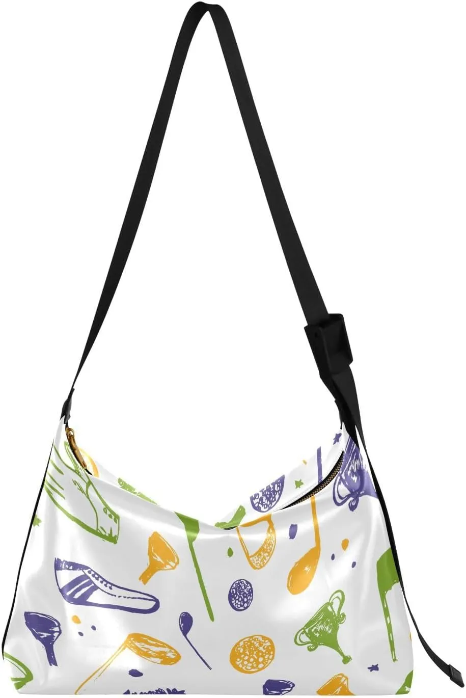 Golf Hobo Shoulder Bag for Women Men PU Leather Crossbody Bag Slouchy Tote Handbags