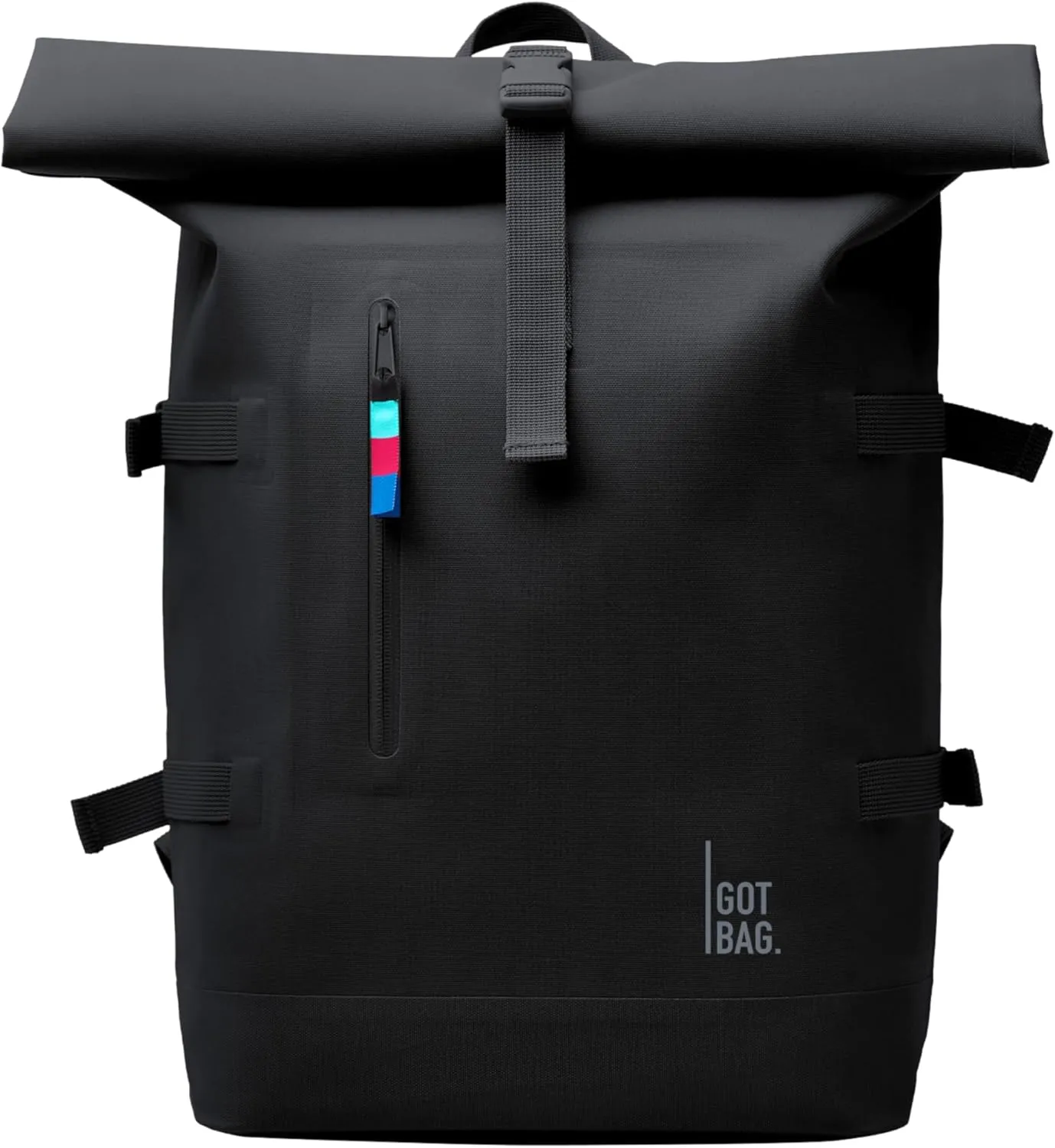 GOT BAG - ROLLTOP Backpack, Hiking & Travel with a 15” Laptop Sleeve, Eco-Conscious Bag Made of Recycled Ocean Impact Plastic™ (Black Color)