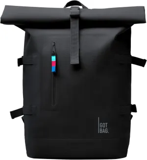 GOT BAG - ROLLTOP Backpack, Hiking & Travel with a 15” Laptop Sleeve, Eco-Conscious Bag Made of Recycled Ocean Impact Plastic™ (Black Color)