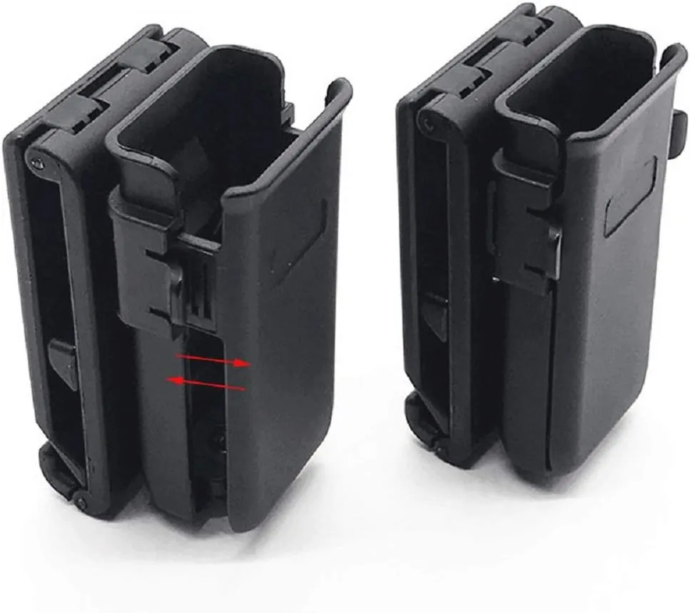GOTICAL Double Magazine Pouch Adjustable Quick Pull Bag Glock with Belt Clip 9mm to .45 Cal. 45ACP for All Pistol G17 1911 M92 P226 USP
