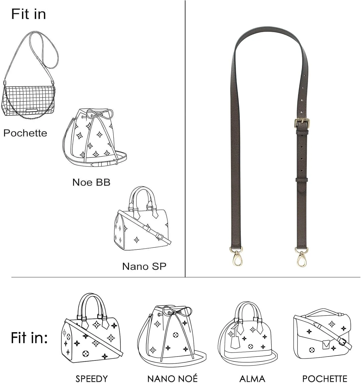 GOXTECH Genuine Leather Purse Strap Replacement Crossbody Handbag Long Adjustable