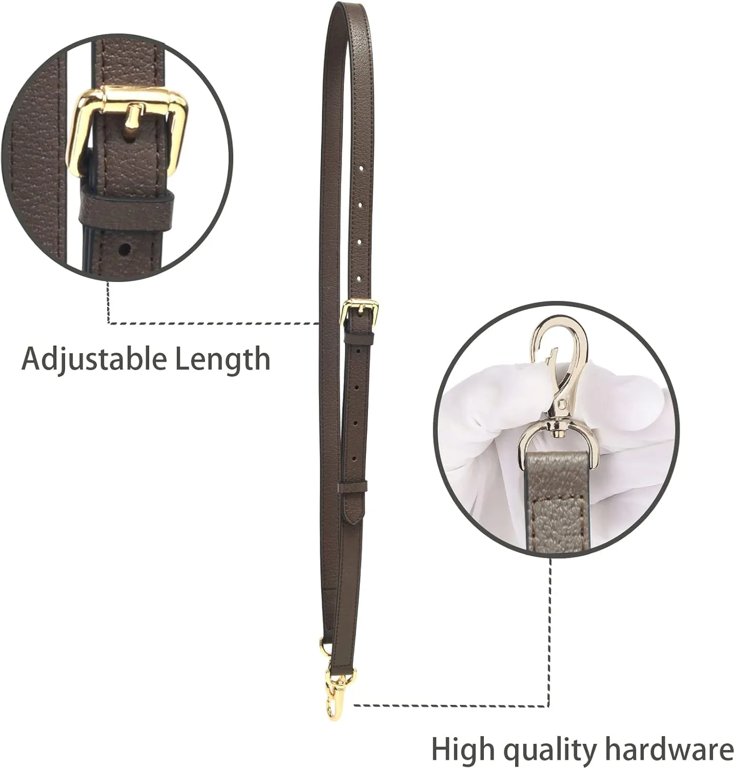 GOXTECH Genuine Leather Purse Strap Replacement Crossbody Handbag Long Adjustable