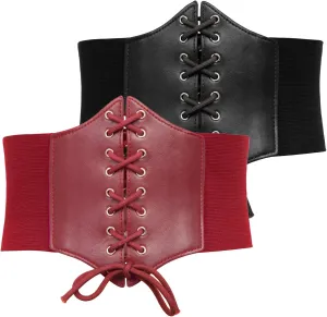 GRACE KARIN Lace-up Cinch Belt Tied Corset Elastic Waist Belt 2 Piece