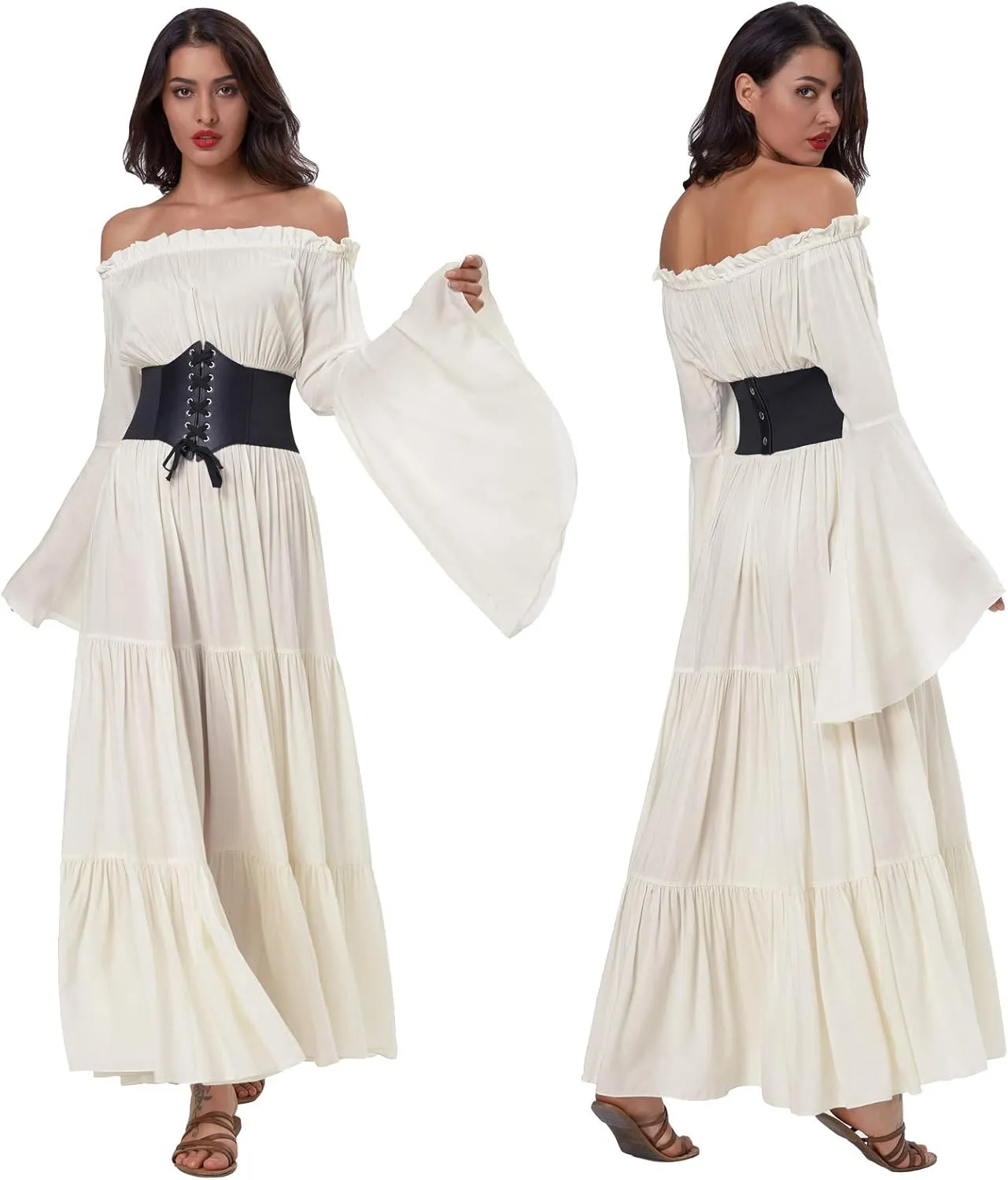 GRACE KARIN Lace-up Cinch Belt Tied Corset Elastic Waist Belt 2 Piece