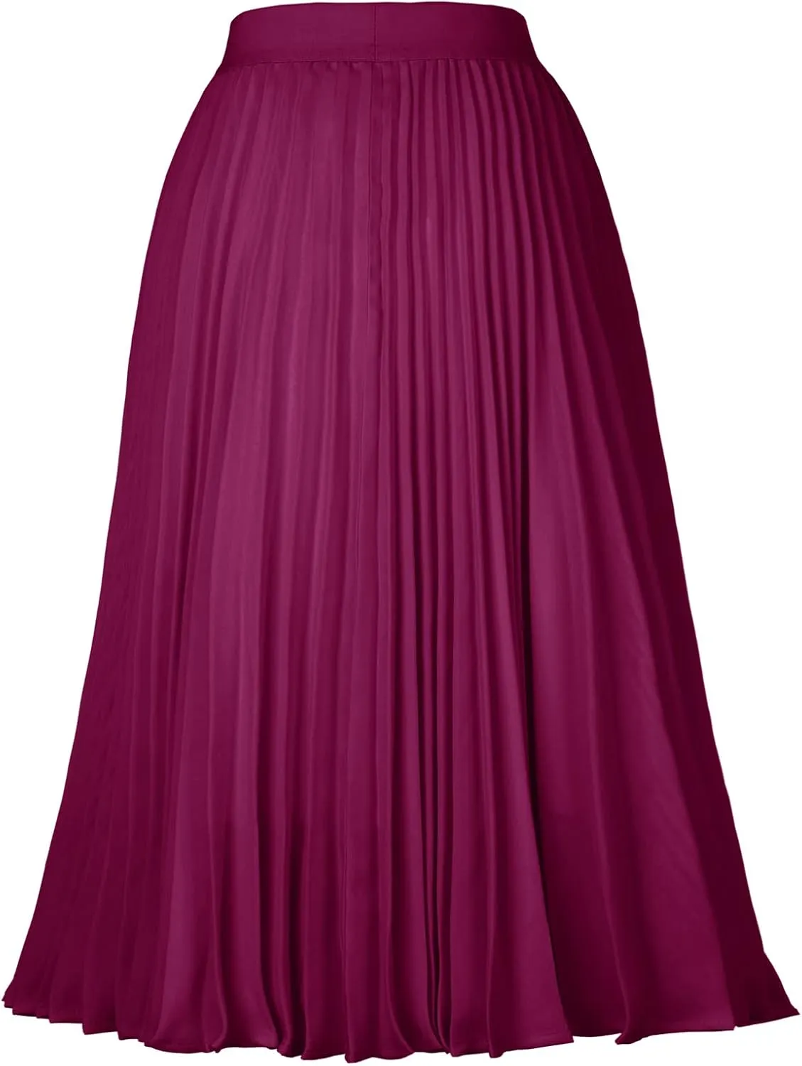 GRACE KARIN Women High Elastic Waist Pleated Chiffon Skirt Midi Swing A-line Skirts