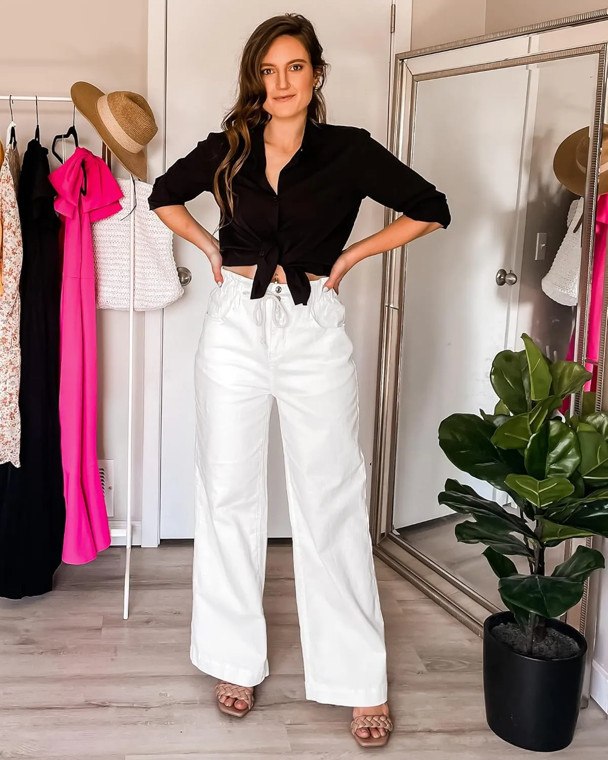 GRAPENT Wide Leg Jeans for Women Stretch High Wasited Elastic Waist Bell Bottom Baggy Y2K Pants