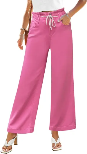 GRAPENT Wide Leg Jeans for Women Stretch High Wasited Elastic Waist Bell Bottom Baggy Y2K Pants