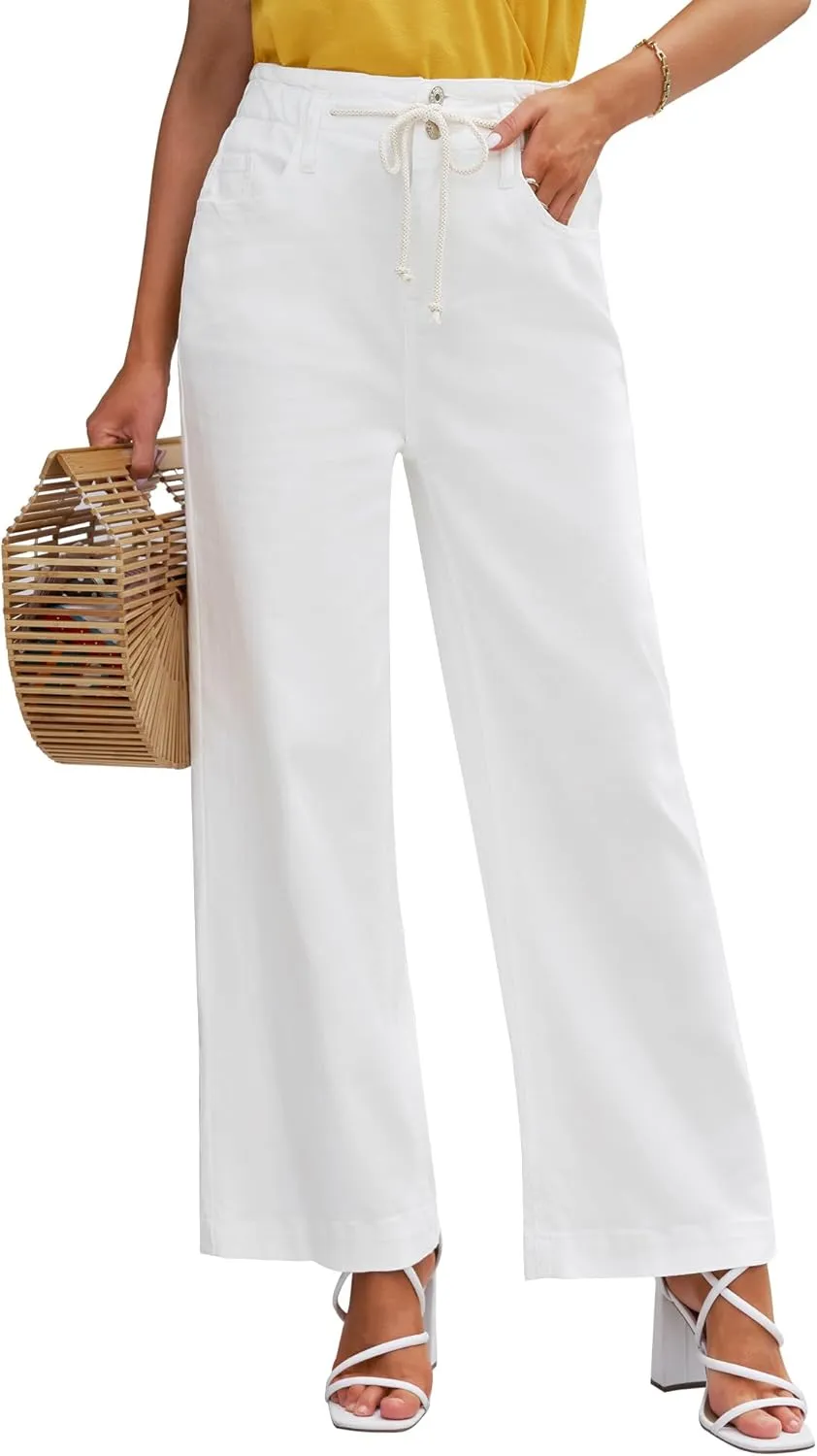 GRAPENT Wide Leg Jeans for Women Stretch High Wasited Elastic Waist Bell Bottom Baggy Y2K Pants