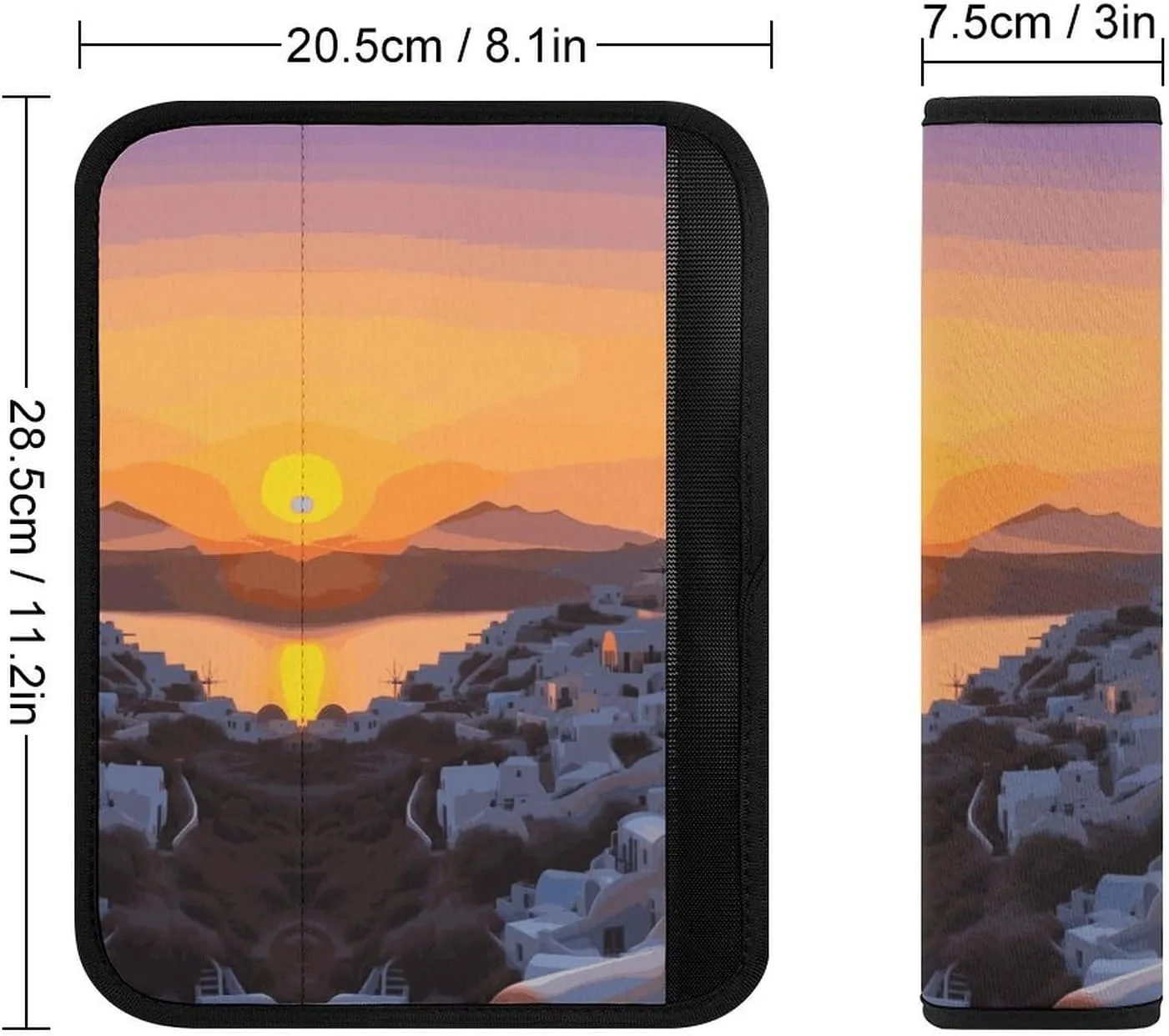 Greece Island Sunset Landscape Auto Seat Belt Cover 2PCS Universal Car Seat Belt Shoulder Protector Pad, Protect Your Shoulders and Neck for Car Seat Belt, Shoulder Bag, Backpack