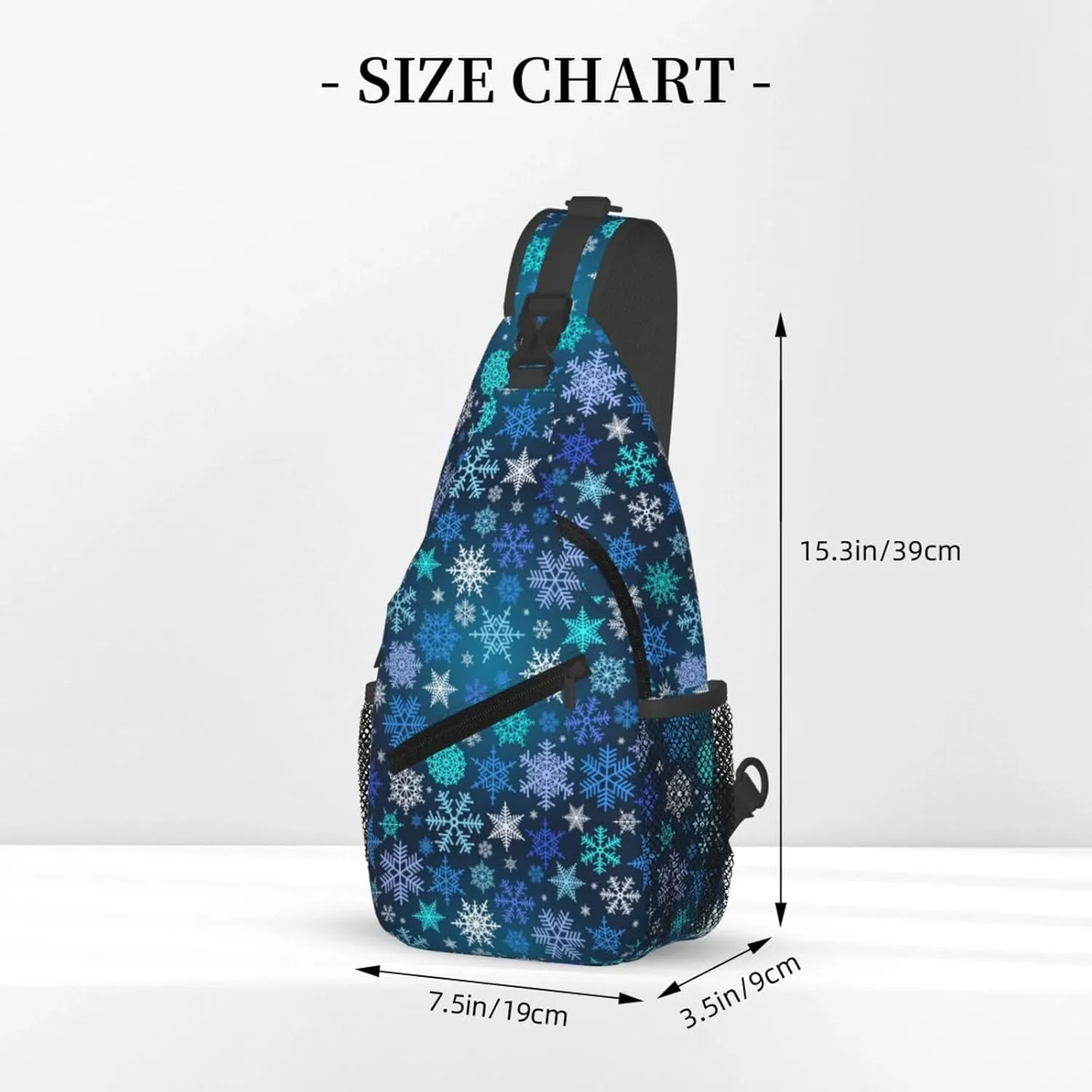 Green Blue Snowflake Merry Christmas Cross Chest Bag Diagonally Hiking Crossbody Bag Travel Shoulder Daypack Lightweight Sling Backpack Cycling Daypacks Fitness Chest Backpacks
