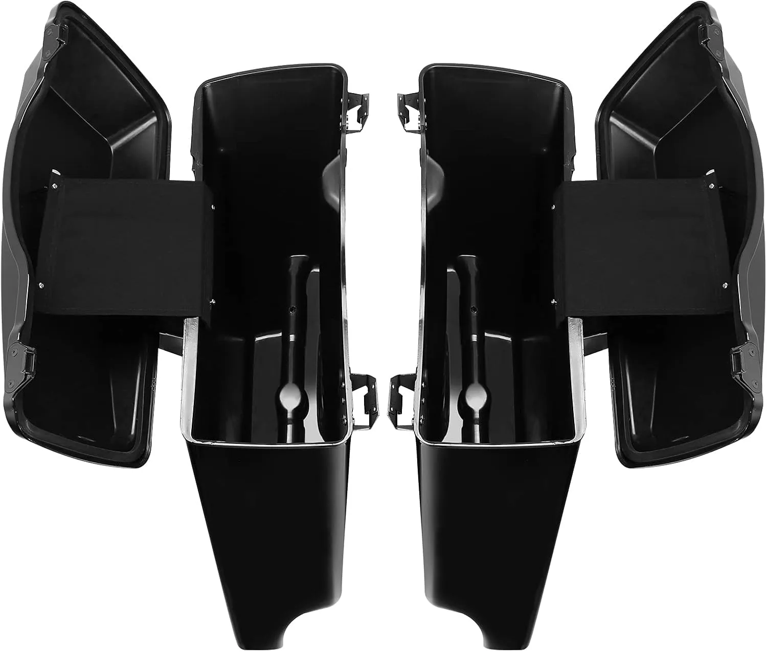 Green-L Vivid Black 5" Stretched Extended Hard Saddlebags with Black Latches Fit for Harley Road King Street Electra Glide Ultra Classic Limited 1993-2013 Touring Models