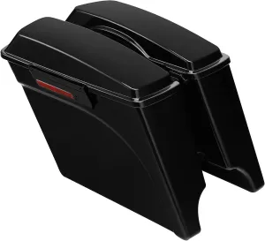 Green-L Vivid Black 5" Stretched Extended Hard Saddlebags with Black Latches Fit for Harley Road King Street Electra Glide Ultra Classic Limited 1993-2013 Touring Models