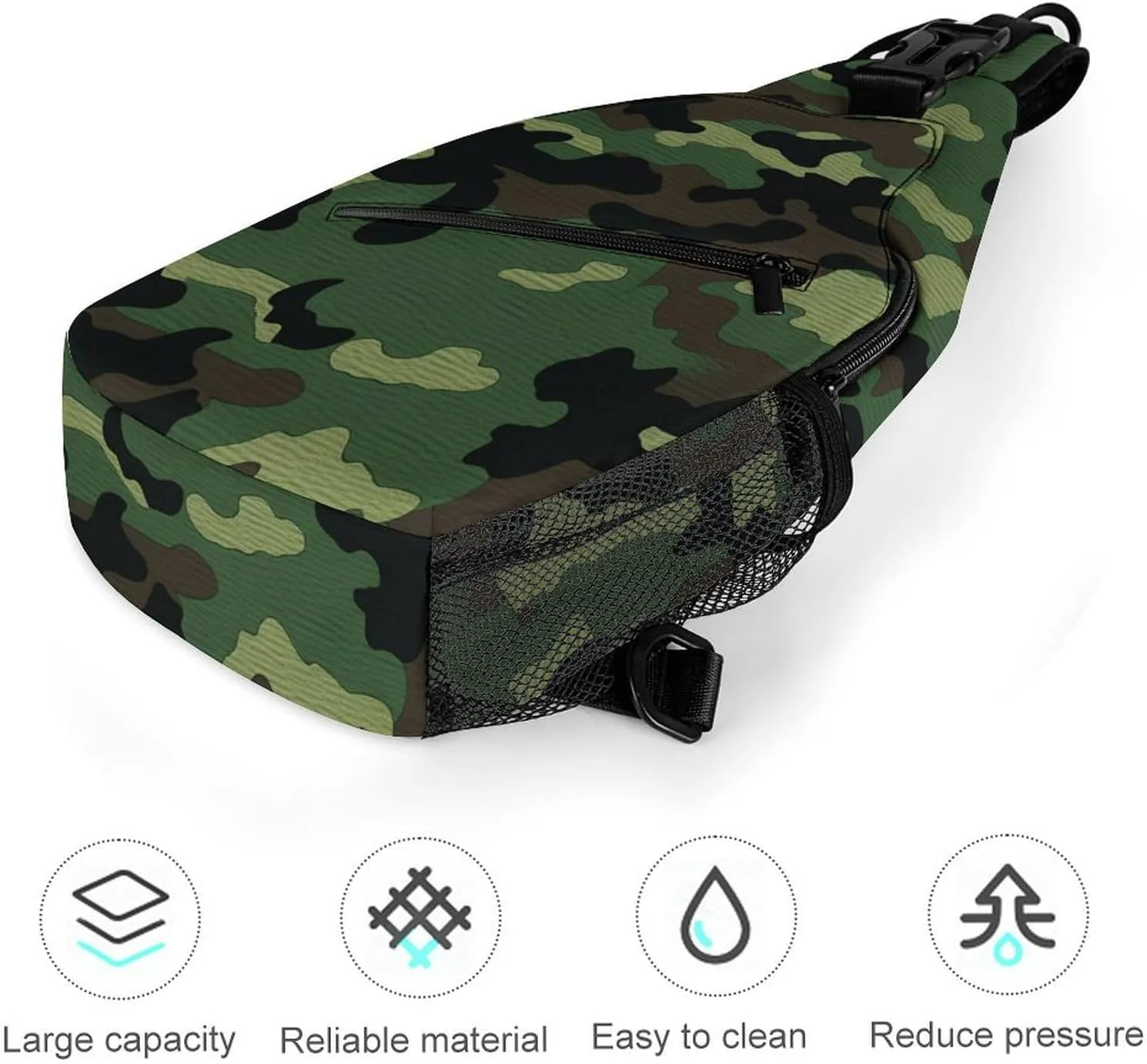 Green Military Pattern Sling Bag Crossbody Bags Cross Body Bag Fanny Packs Chest Bags Sling Purses for Travel
