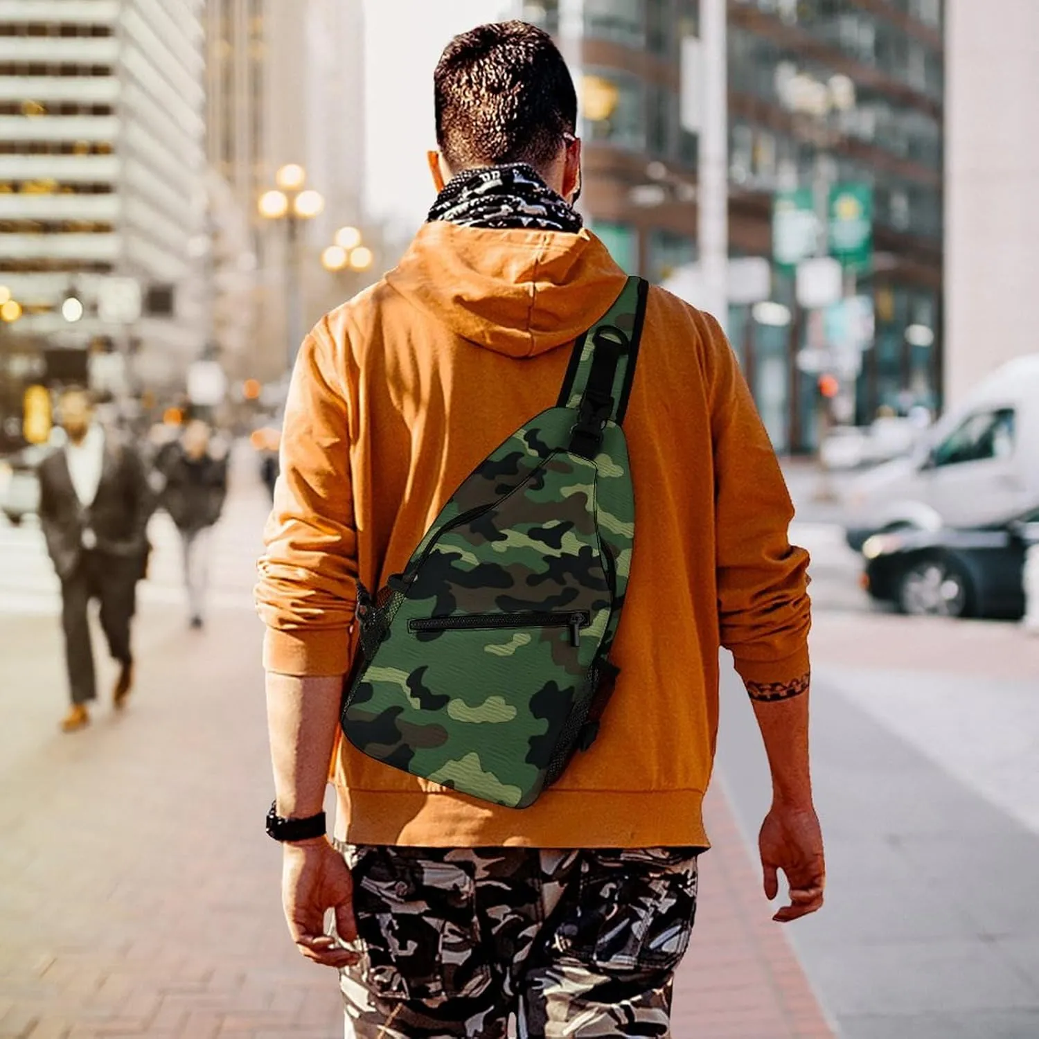 Green Military Pattern Sling Bag Crossbody Bags Cross Body Bag Fanny Packs Chest Bags Sling Purses for Travel