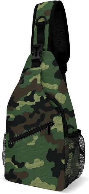 Green Military Pattern Sling Bag Crossbody Bags Cross Body Bag Fanny Packs Chest Bags Sling Purses for Travel