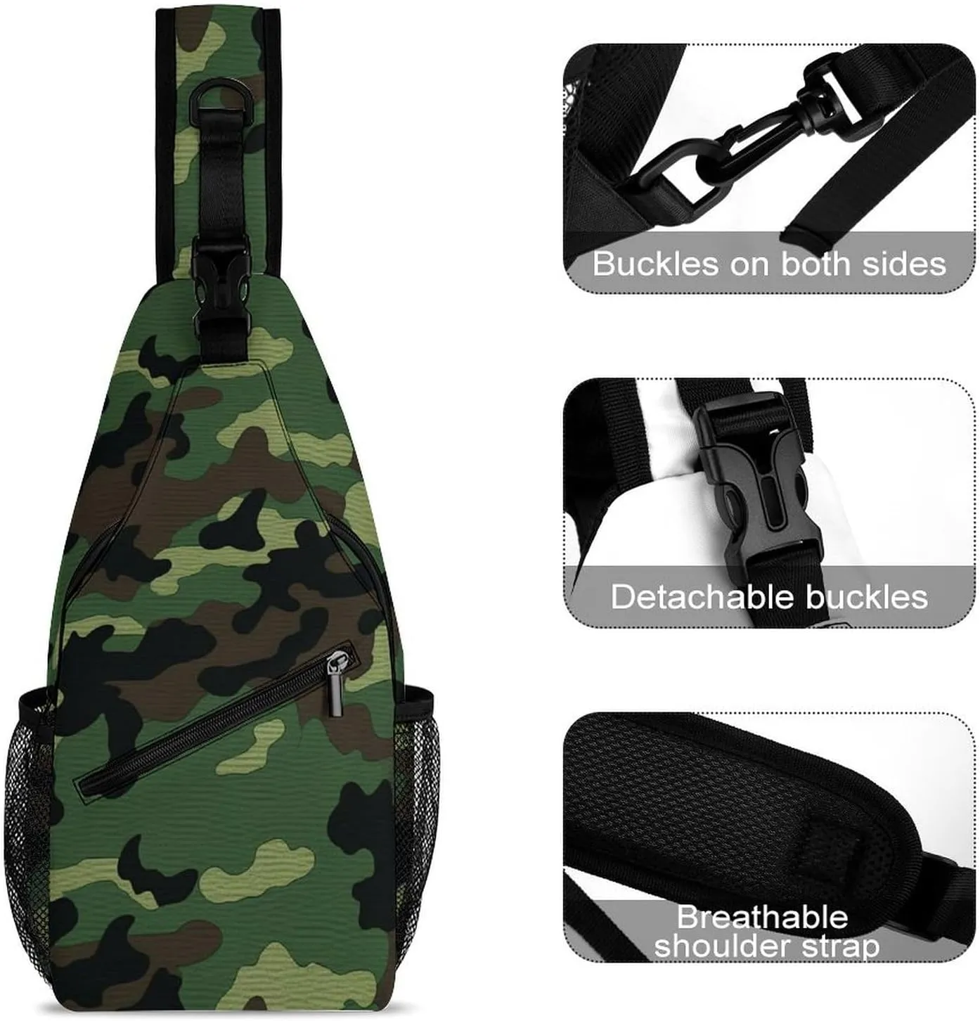 Green Military Pattern Sling Bag Crossbody Bags Cross Body Bag Fanny Packs Chest Bags Sling Purses for Travel