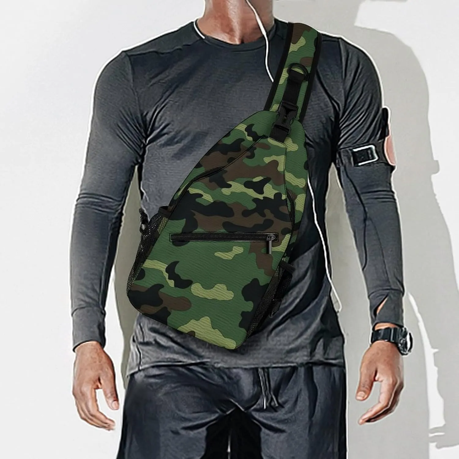 Green Military Pattern Sling Bag Crossbody Bags Cross Body Bag Fanny Packs Chest Bags Sling Purses for Travel