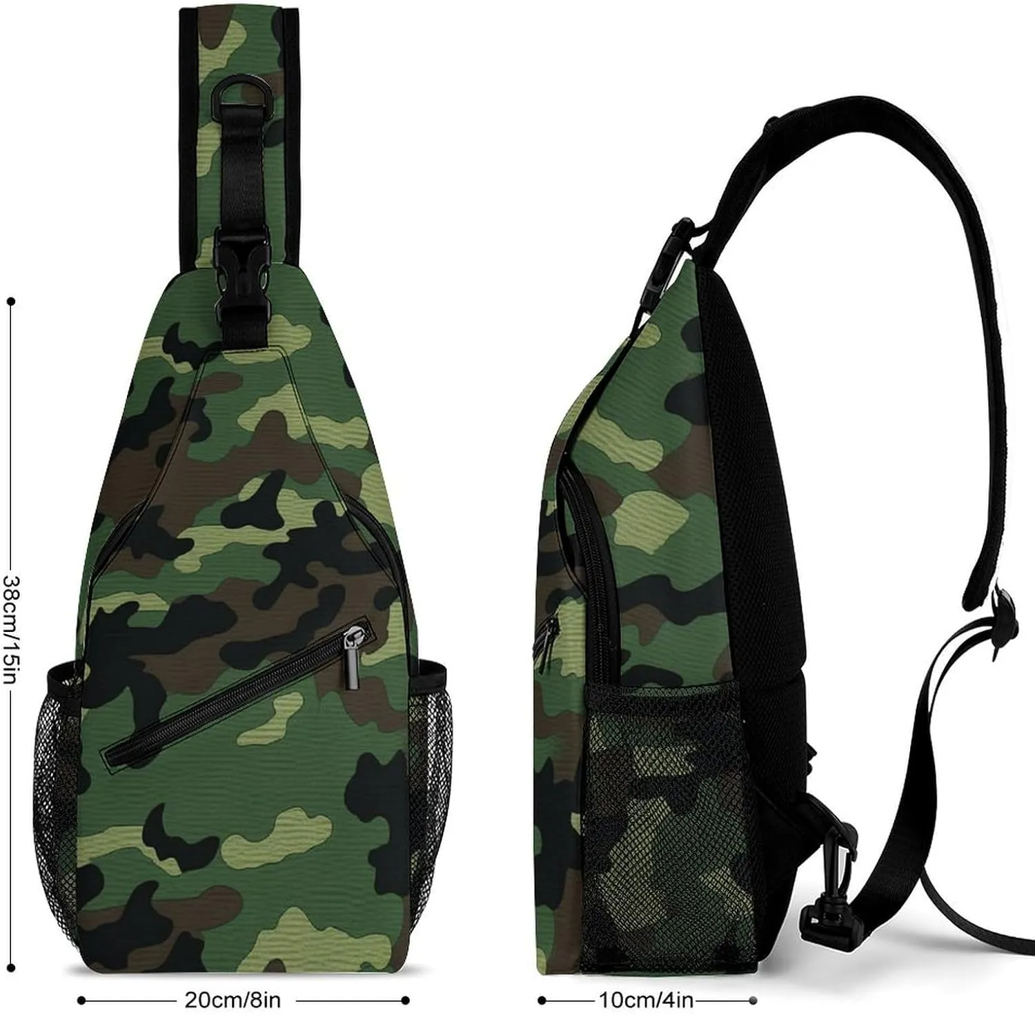 Green Military Pattern Sling Bag Crossbody Bags Cross Body Bag Fanny Packs Chest Bags Sling Purses for Travel